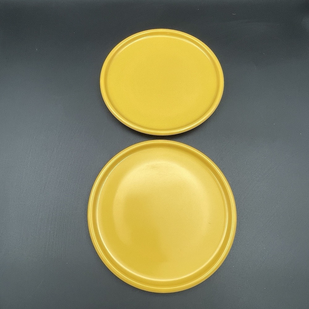 Vintage SRO Yellow Melamine Plates Set of 2 Dallas Texas 1986 Round